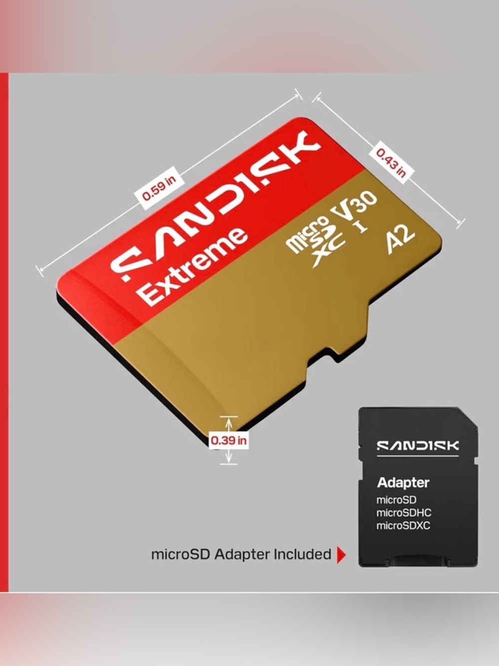 GoPro accessories 3x sanDisk extreme 256 microSD cards